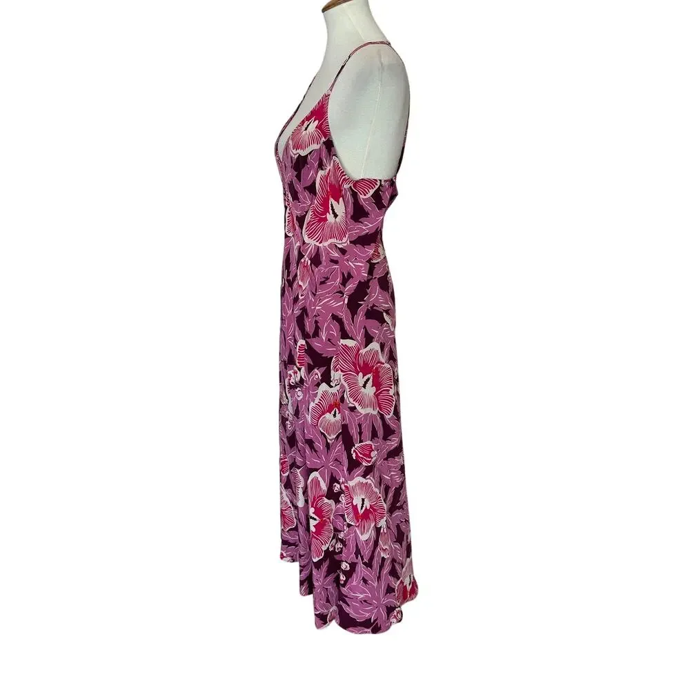Equipment Pink Silk Midi Slip Dress Size 14 Hawaiian Vacation Designer $425 - Picture 6 of 10